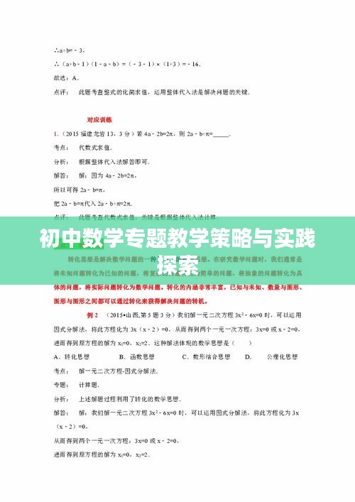 初中数学专题教学策略与实践探索