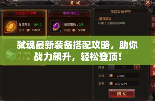 弑魂最新装备搭配攻略，助你战力飙升，轻松登顶！